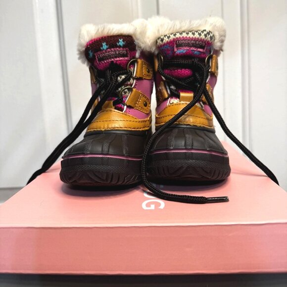London Fog Kids Lil Tottenham Waterproof Winter Boots Size 6M Brown/Pink Durable - Picture 2 of 7
